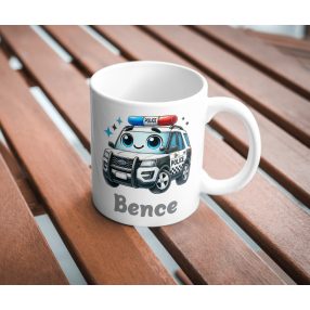 Rendőrautó mintás bögre névvel