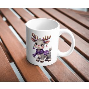 Rénszarvas karácsonyi mintás bögre névvel