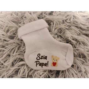 Baba bejelentő zokni macival Szia Papa!