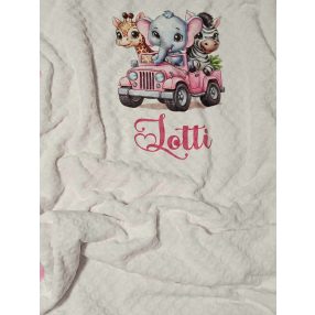   Nyomott mintás egyrétegű babatakaró babapléd névvel mintával